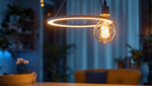 A photograph of a beautifully designed led pendant light fixture in a modern interior setting
