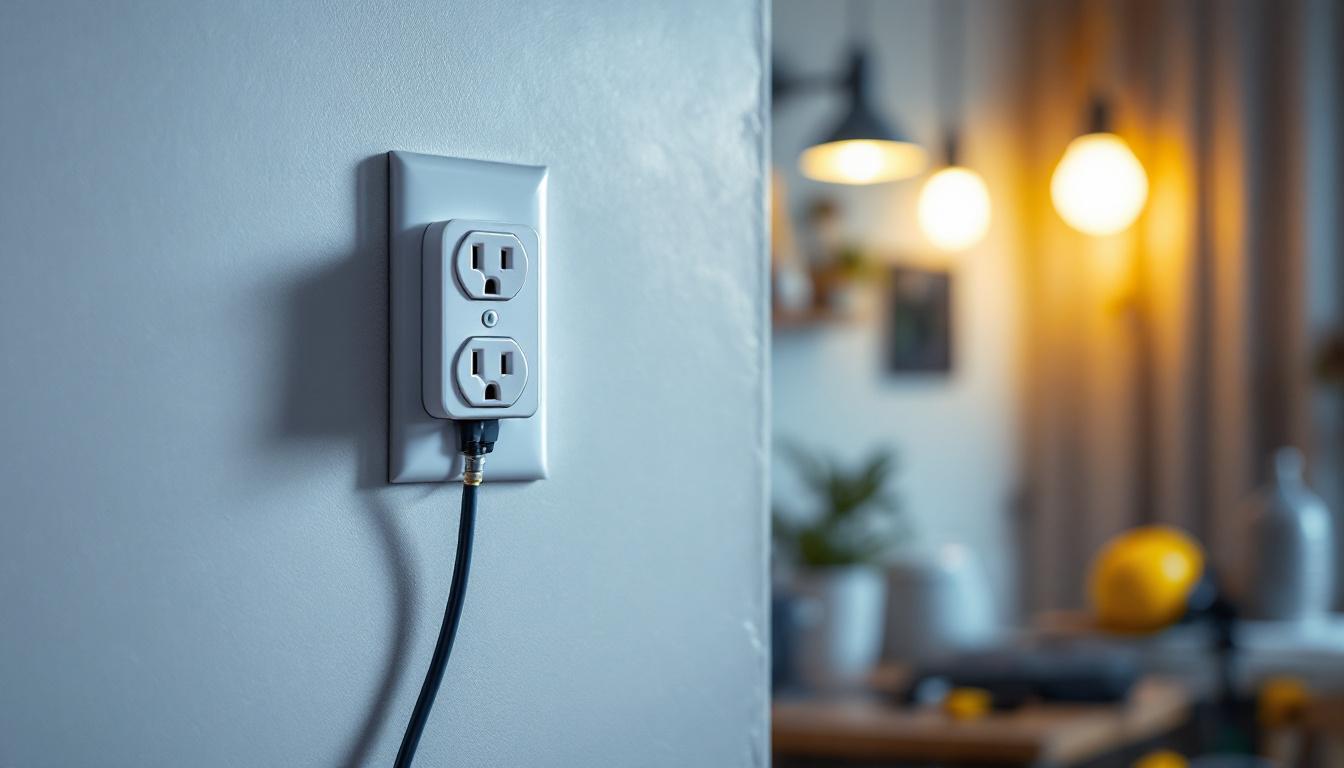 A photograph of a lighting contractor installing a 4-way outlet in a well-lit room