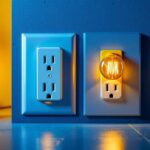 A photograph of a close-up of the four different types of electrical outlets