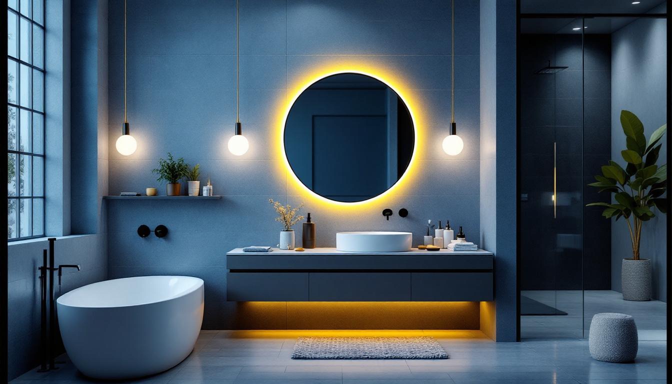 A photograph of a stylish and modern bathroom featuring affordable vanity lights that enhance the space