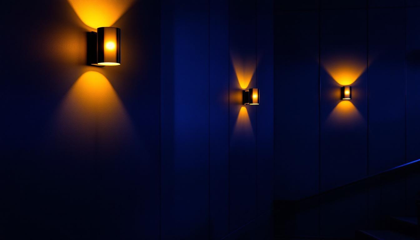 A photograph of a well-lit cinema wall featuring stylish sconces that highlight the ambiance of the space
