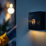 A photograph of a skilled lighting contractor installing a stylish decor receptacle in a modern home setting