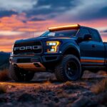 A photograph of a rugged pickup truck illuminated by high-quality phoenix truck lights in a dynamic outdoor setting