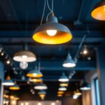 A photograph of a modern commercial space featuring stylish ceiling lighting fixtures that enhance the ambiance and functionality of the environment