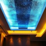 A photograph of a beautifully designed ceiling featuring innovative lighting solutions
