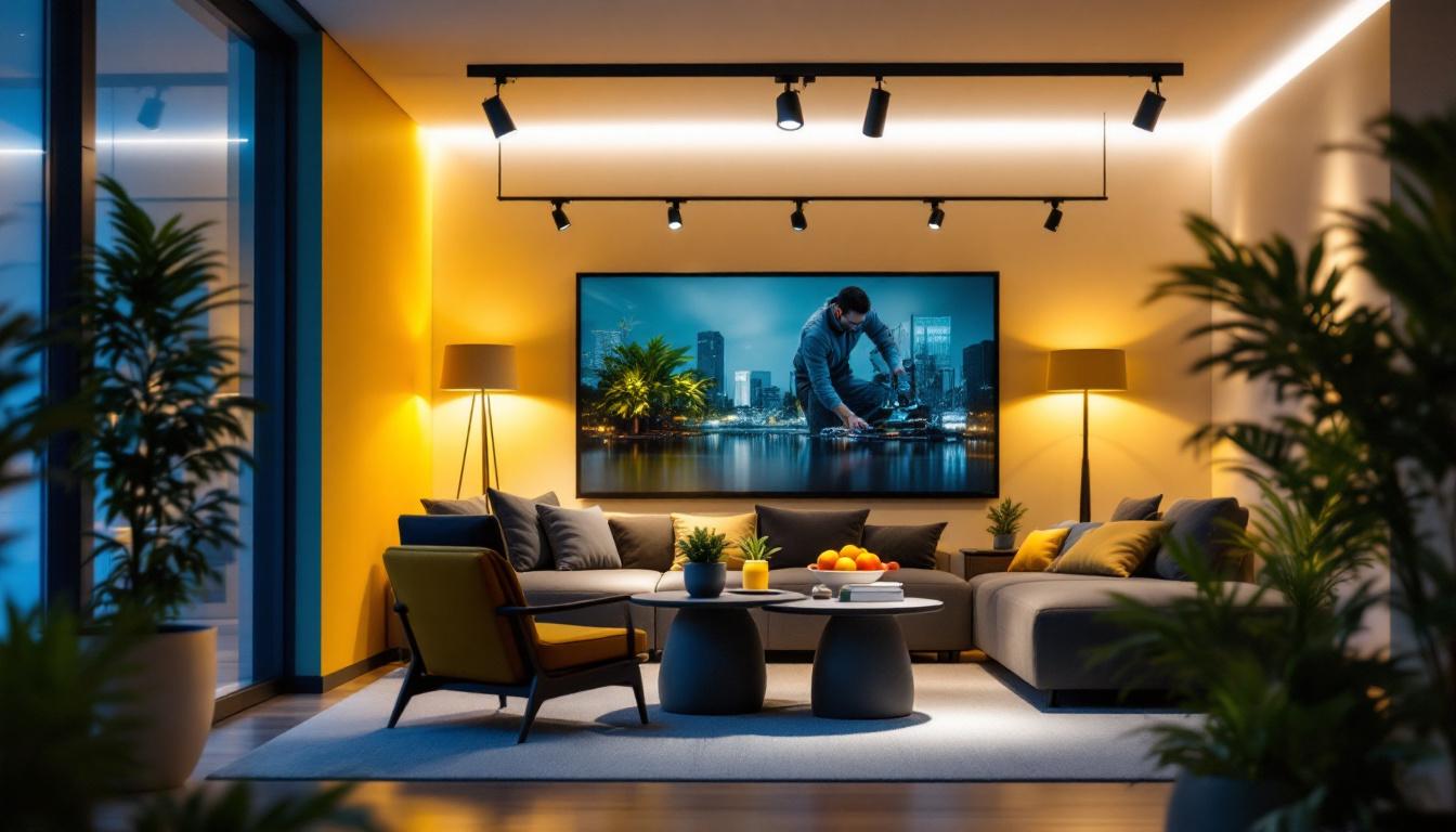 A photograph of a well-lit interior space showcasing modern pot lights in action