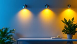 A photograph of a modern wallboard light installation in a stylish interior setting