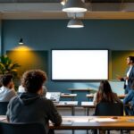 A photograph of a well-lit classroom setting that showcases a variety of lighting options