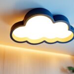 A photograph of a beautifully designed cloud lighting fixture installed in a modern interior setting