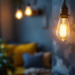 A photograph of a beautifully styled vintage hanging chain lamp illuminating a cozy interior space