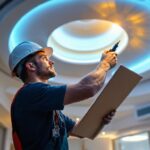 A photograph of a beautifully designed light tube ceiling in a modern interior space