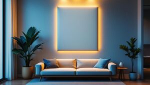 A photograph of a stylish wall light panel in a modern living space