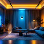 A photograph of a modern interior space illuminated by various led lighting fixtures