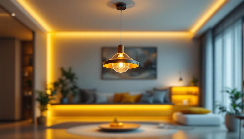 A photograph of a beautifully designed ceiling light pendant installed in a modern living space