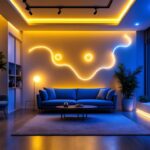 A photograph of a beautifully lit space showcasing 120 volt led tape lights installed in various creative applications