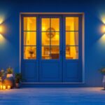 A photograph of a beautifully illuminated outdoor space featuring top-rated wall lights