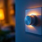A photograph of a close-up of a modern dimmer switch being adjusted