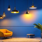 A photograph of a well-designed lighting setup featuring a variety of innovative light fixtures