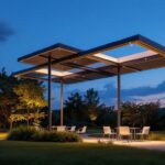 A photograph of a beautifully designed solar light canopy in an outdoor setting