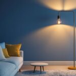A photograph of a stylish american-made floor lamp in a beautifully designed living space