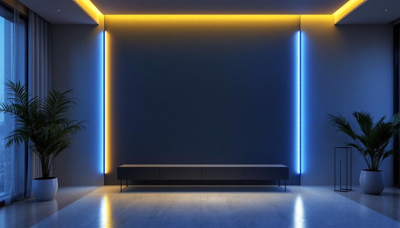 A photograph of a modern corner light wall installation in a stylish interior setting