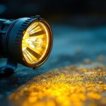 A photograph of a close-up of a halogen spotlight in use