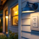 A photograph of a flush mount exterior outlet box installed on a house's exterior wall