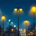 A photograph of a variety of lamp posts in different styles and settings