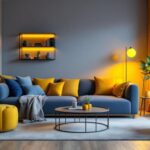 A photograph of a stylishly arranged living space that showcases a variety of innovative lighting furniture pieces