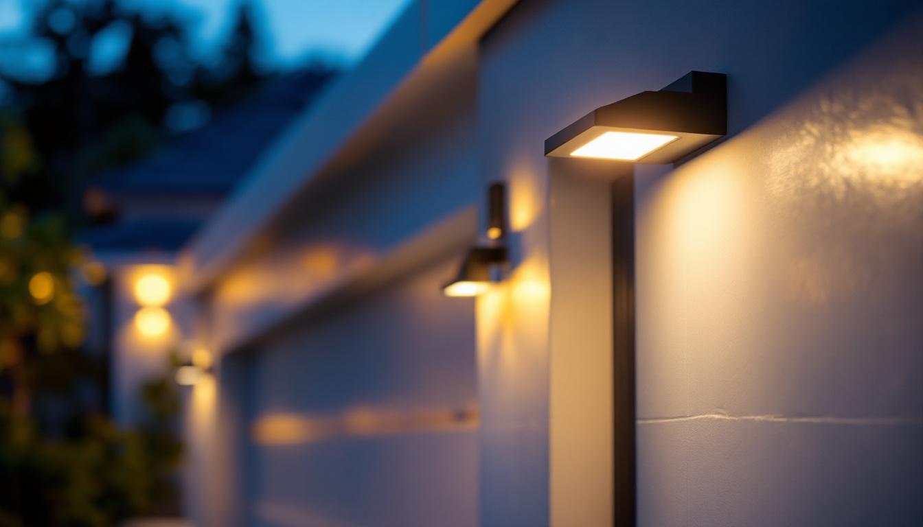 A photograph of capture a photograph of a beautifully designed exterior garage light installed on a modern home
