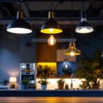 A photograph of a well-designed lighting installation in a commercial space