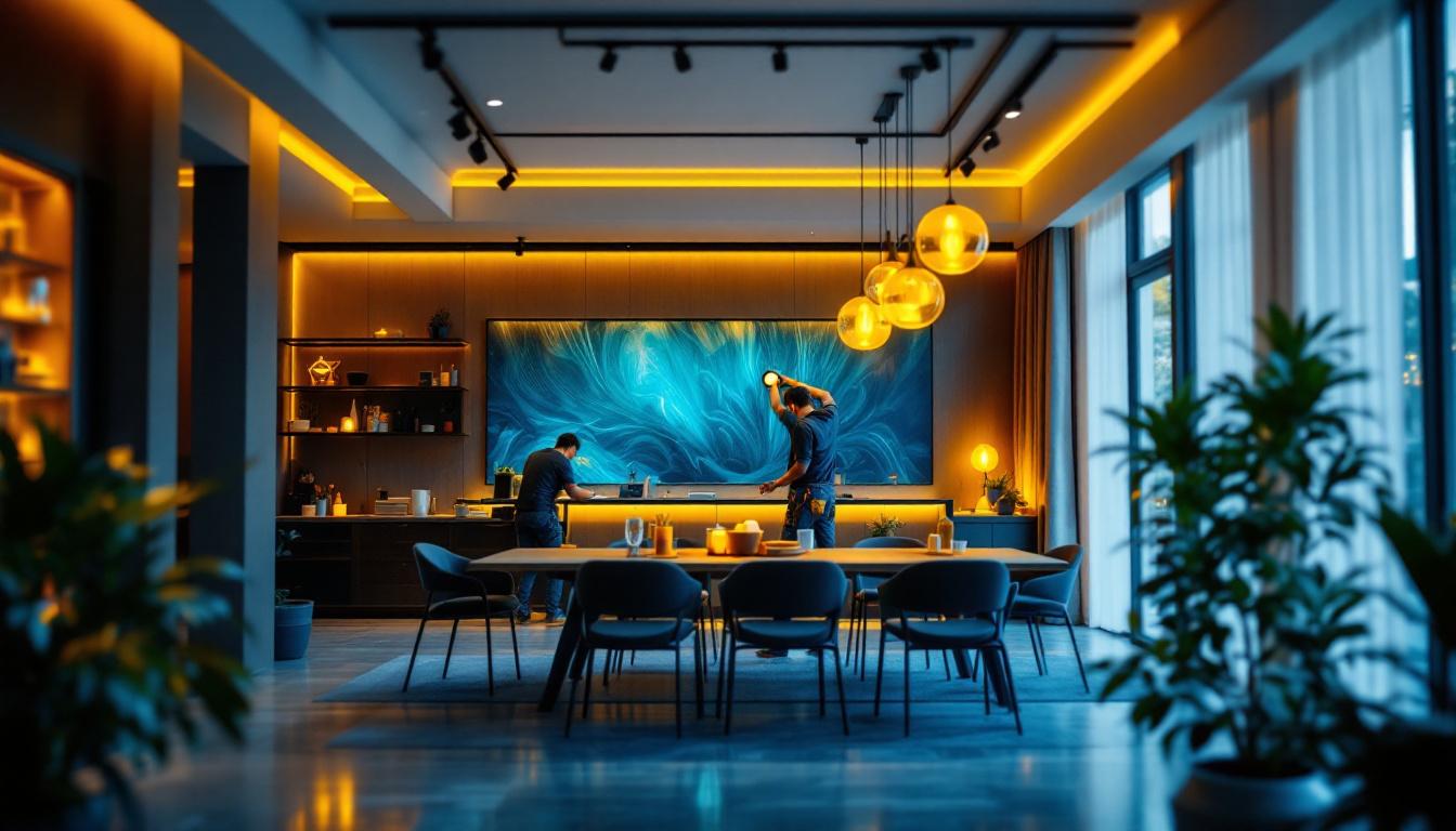 A photograph of a beautifully designed interior space featuring trac lighting
