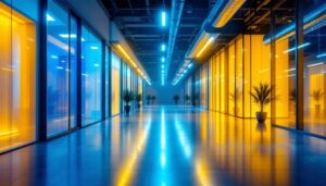 A photograph of a well-lit indoor commercial space showcasing the effective use of led lights