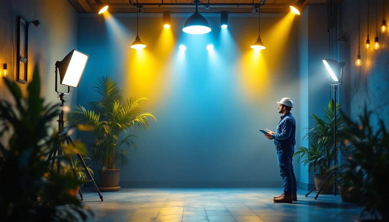 A photograph of a well-lit indoor or outdoor space showcasing various lighting fixtures that emit 4000 lumens