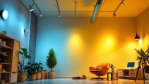 A photograph of a well-lit room showcasing various types of recessed lighting installations