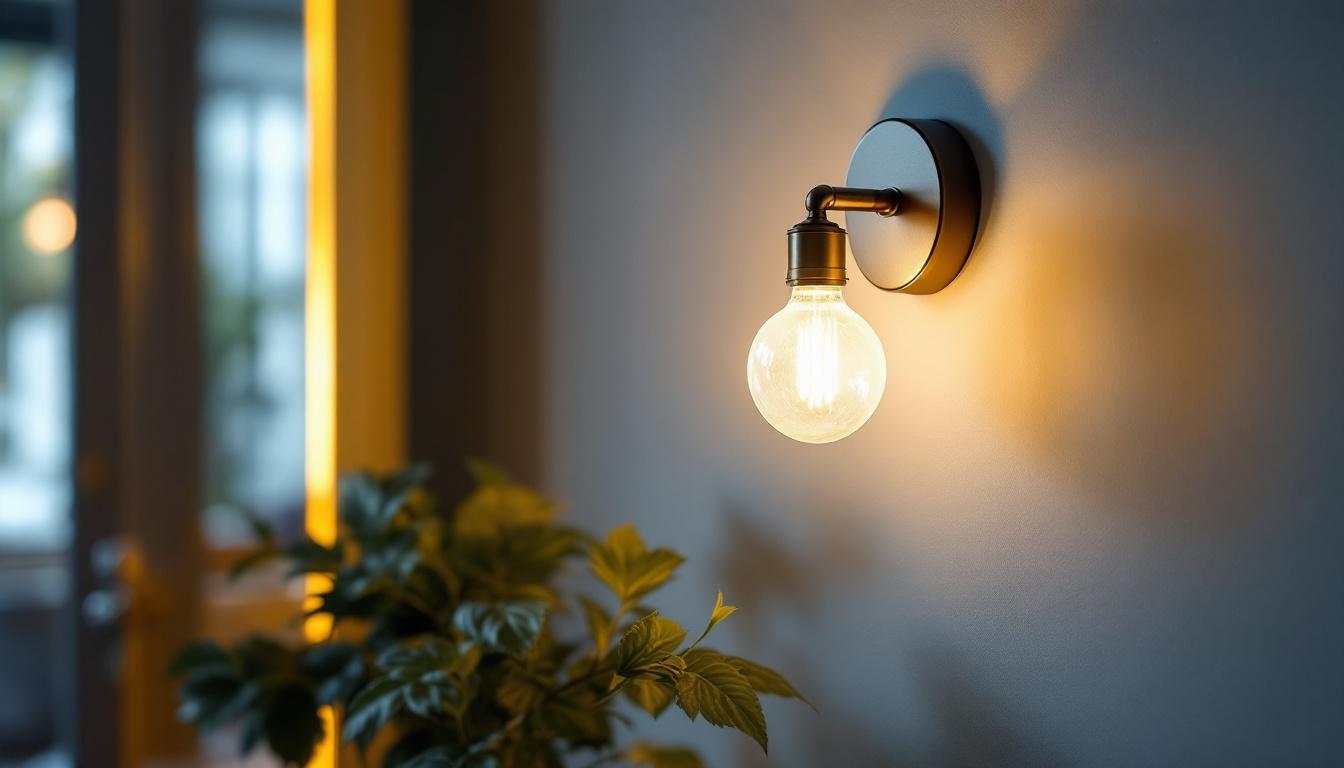 A photograph of a beautifully designed sconce wall light installed in a cozy