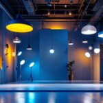 A photograph of a modern lighting installation showcasing innovative designs and energy-efficient solutions