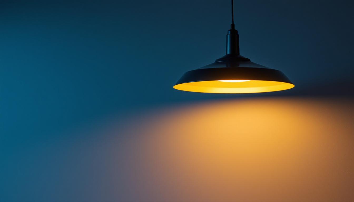 A photograph of a modern pendant led light fixture elegantly hanging in a stylish interior setting