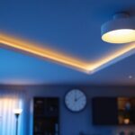 A photograph of a well-lit interior space featuring a variety of 3-inch led can lights installed in the ceiling