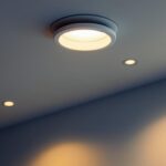 A photograph of a stylish interior space featuring three recessed led downlights