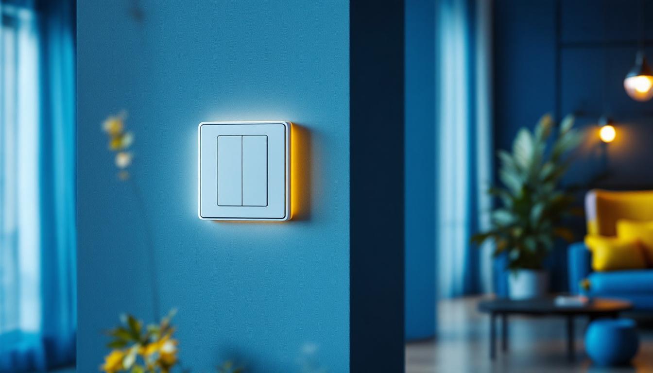 A photograph of a modern lighting switch installation in a stylish interior setting