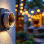 A photograph of a weatherproof romex connector installed in an outdoor lighting setup