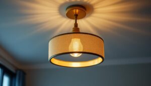 A photograph of a beautifully designed ceiling light fixture in a well-lit room