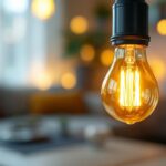A photograph of a close-up shot of a candelabra base type b bulb in an elegant lighting fixture