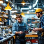 A photograph of a busy electrician shop