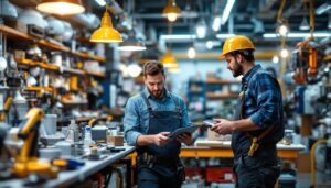 A photograph of a busy electrician shop