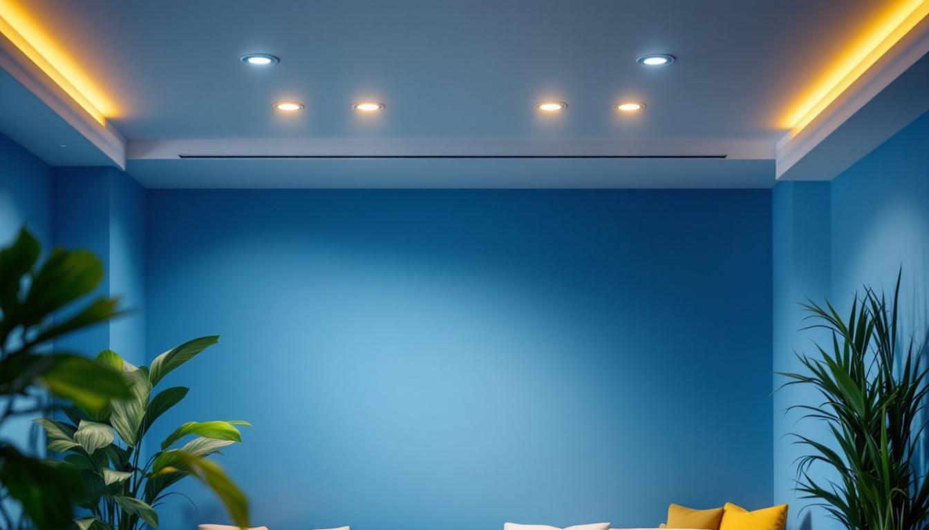A photograph of a beautifully lit indoor space featuring waterproof recessed can lights installed in the ceiling