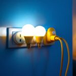 A photograph of a well-lit electrical outlet in a stylish interior setting