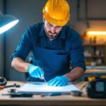 A photograph of a lighting contractor skillfully demonstrating the process of bypassing a ballast for led lighting