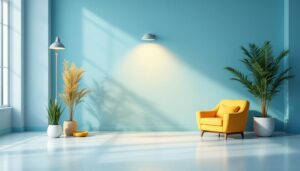 A photograph of a beautifully arranged indoor space featuring a stylish light post that enhances the ambiance